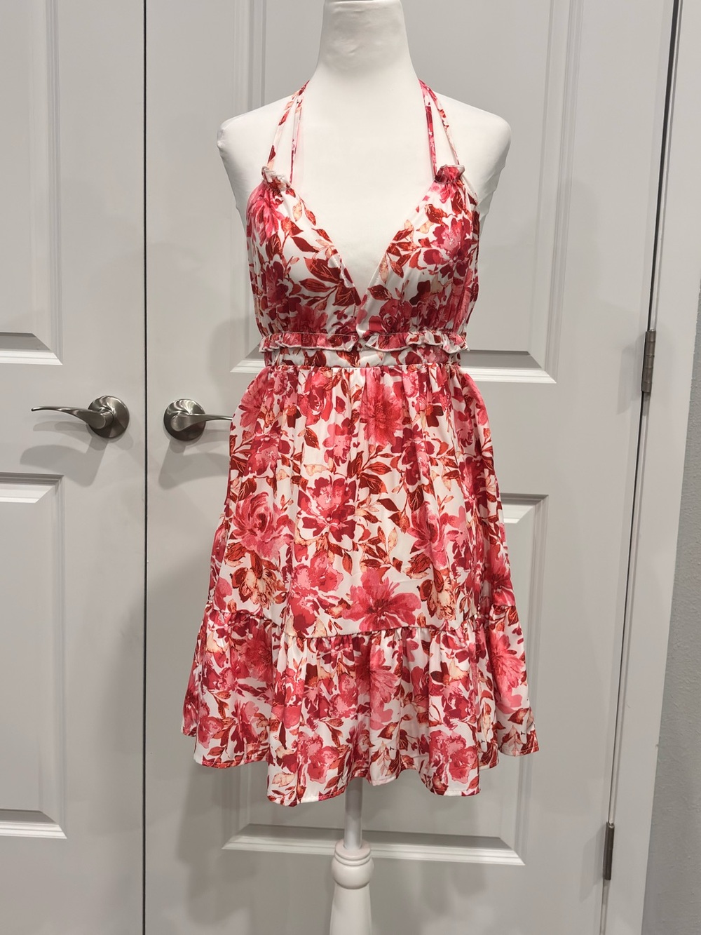 Bright Pinks & White Halter Sundress XS